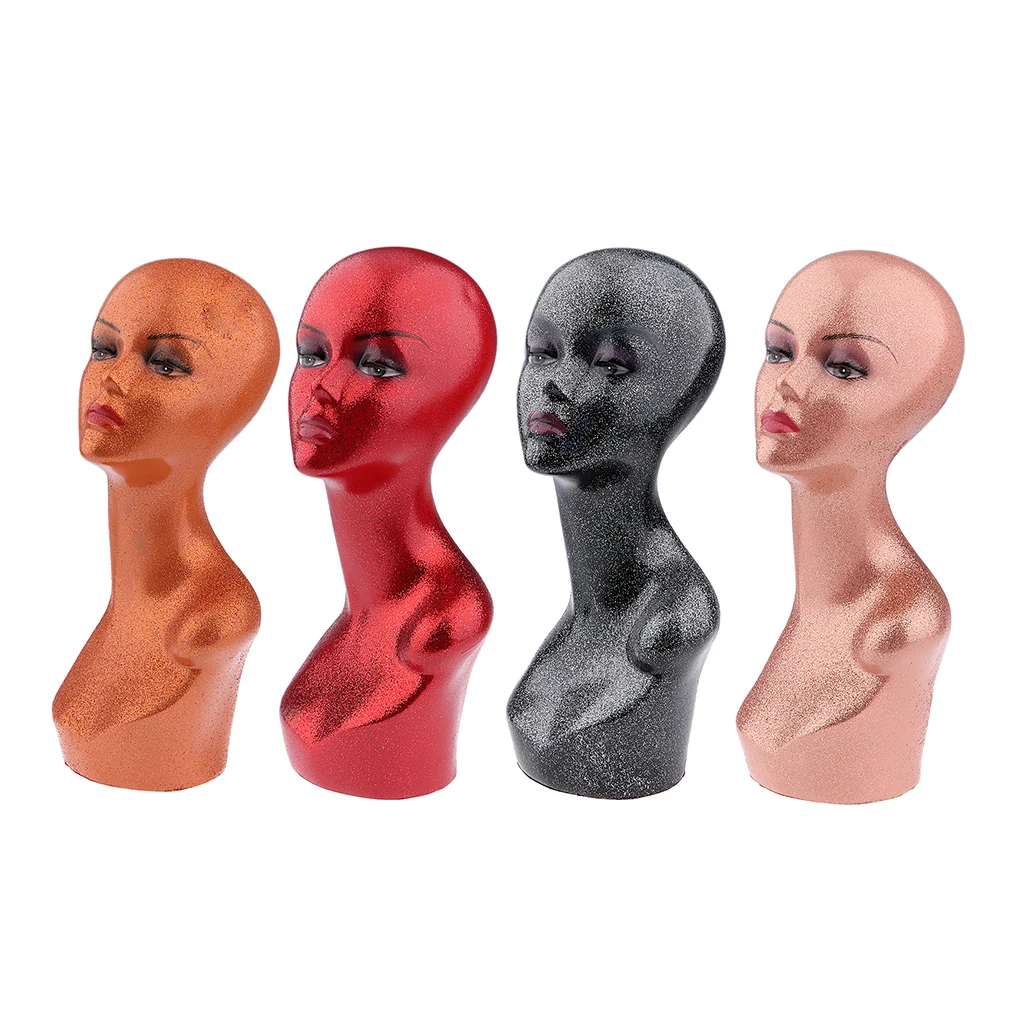 Glitter Mannequin PVC Manikin Head Realistic Mannequin Head Bust Wig Head Stand for Wigs Jewelry Display Making Styling