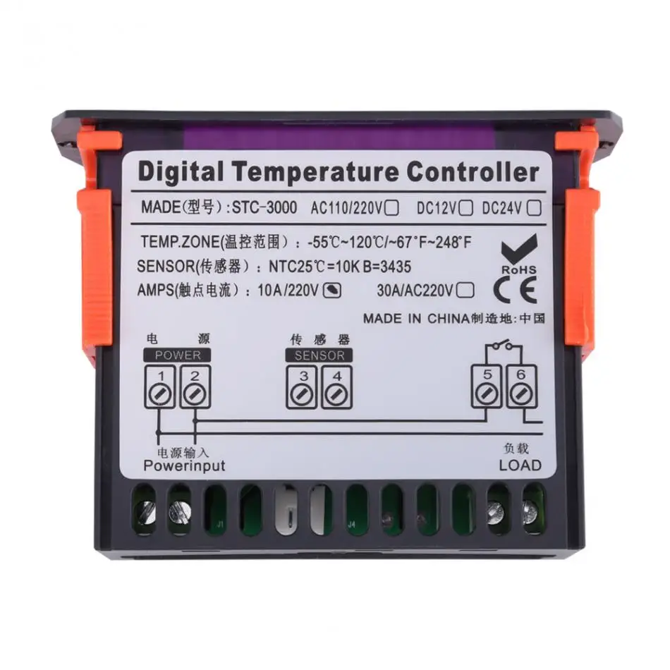 Контроллер температуры STC-3000 110 V-220 V сенсорный цифровой регулятор температуры термостат с датчиком 30A