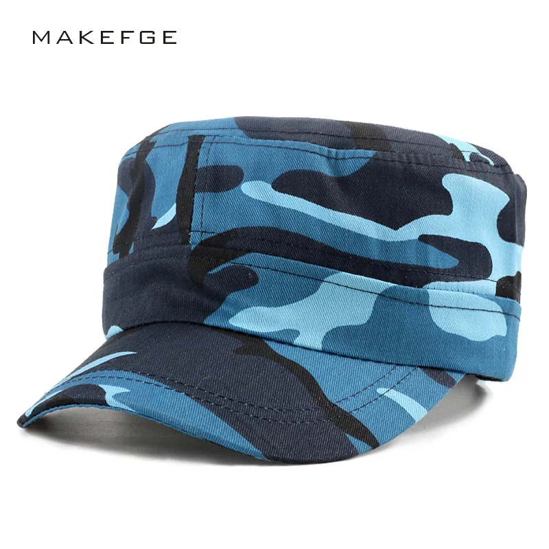 

2018 New Army camouflage Flat Top Mens Women Caps Hat Adjustable Casual Military Hats for Men Snapback Cadet Military Patrol
