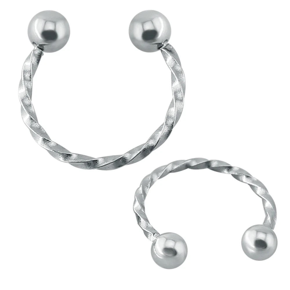 Indian Nose Piercing Ring Silver Double Ball Horseshoe Circular Ring