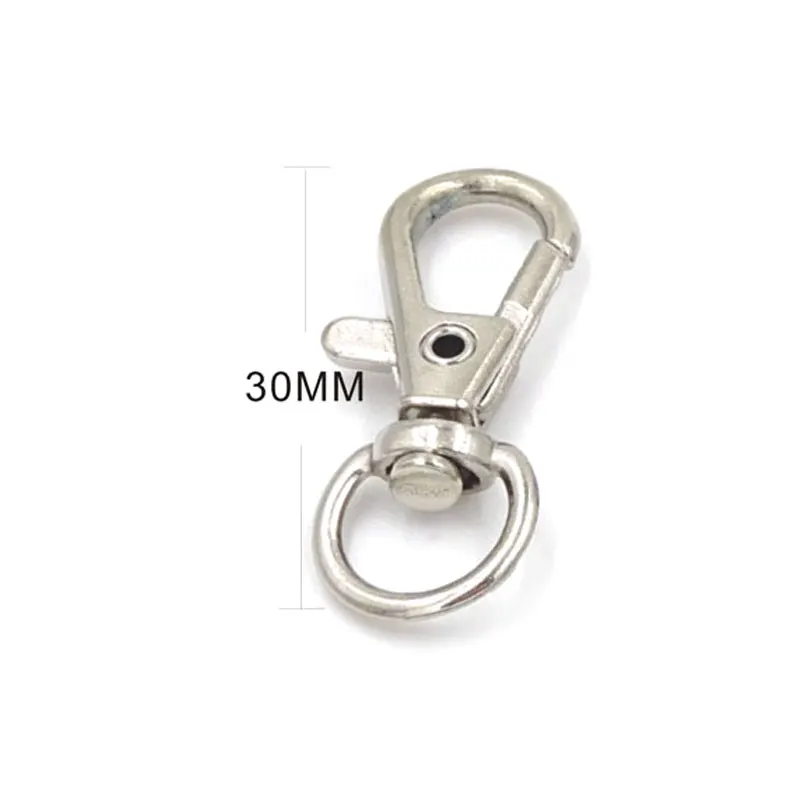 20шт Посеребренная металлическая шарнирная застежка-Омар, зажимы для ключей, крючок для ключей, разъемное кольцо для ключей, застежки для изготовления брелков 30 мм