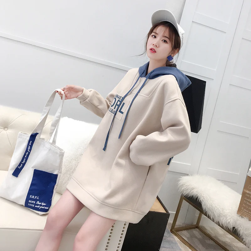 D'hiver 2018 Qpipsd Capuche brown Dans Sauvage Nouvelle Manteau Longue Section Capuchon Mode Femmes Épais Hauts Coréenne Automne La Blue De À Et Lâche Rwrq7Rnz
