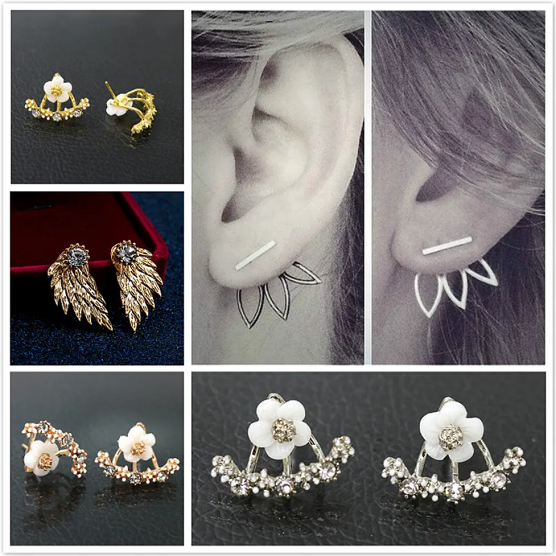 

1 Pair Gold and Silver Plated Leave Crystal Dangle Clip Earrings Fashion Statement Jewelry Earrings for Women