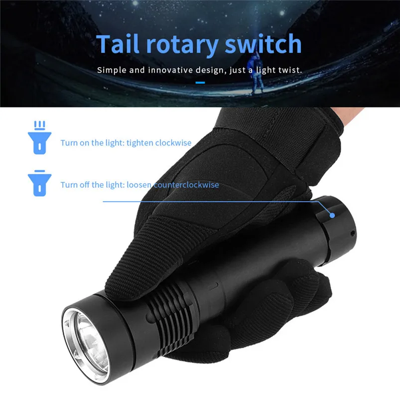 LED XM-L2 Torch Led Light Scuba Diving Torch Flashlight Rechargeable Underwater 100M Flashlight Torch Waterproof Zaklamp 40JY2304