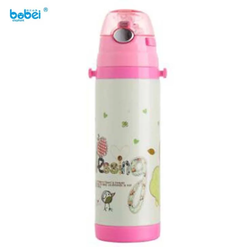 

400ml cartoon stainless steel kettle canteen cup baby children portable bottle thermal insulation with straw double layer