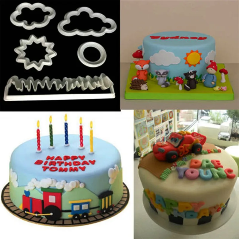

5pcs Fondant cutter cloud plastic cake/cookie/buscuit cutter fondant mold fondant cake decorating tools sugarcraft free shipping