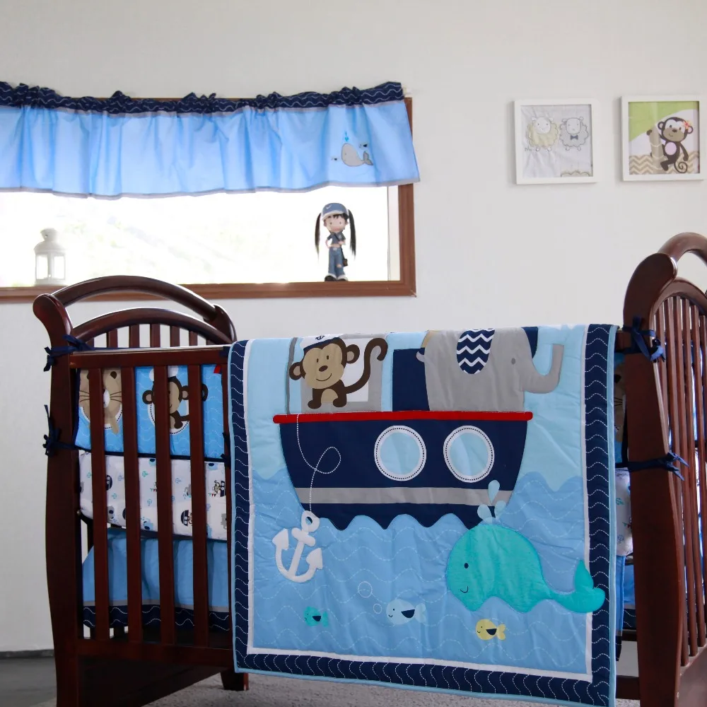 

6 Pcs Set Baby Bedding Set Including Duvet Cover Crib Skirt Bumpers Cotton Baby Linen Baby Crib Set Four Seasons Both Girl Boy