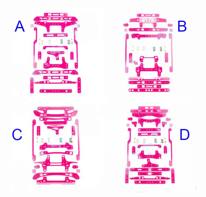

S2/VS Shrink Head AR/S2 Run Backwards Glass Fiber Exercise Set Pink Spare Parts Kit for Tamiya Mini 4WD Car Model