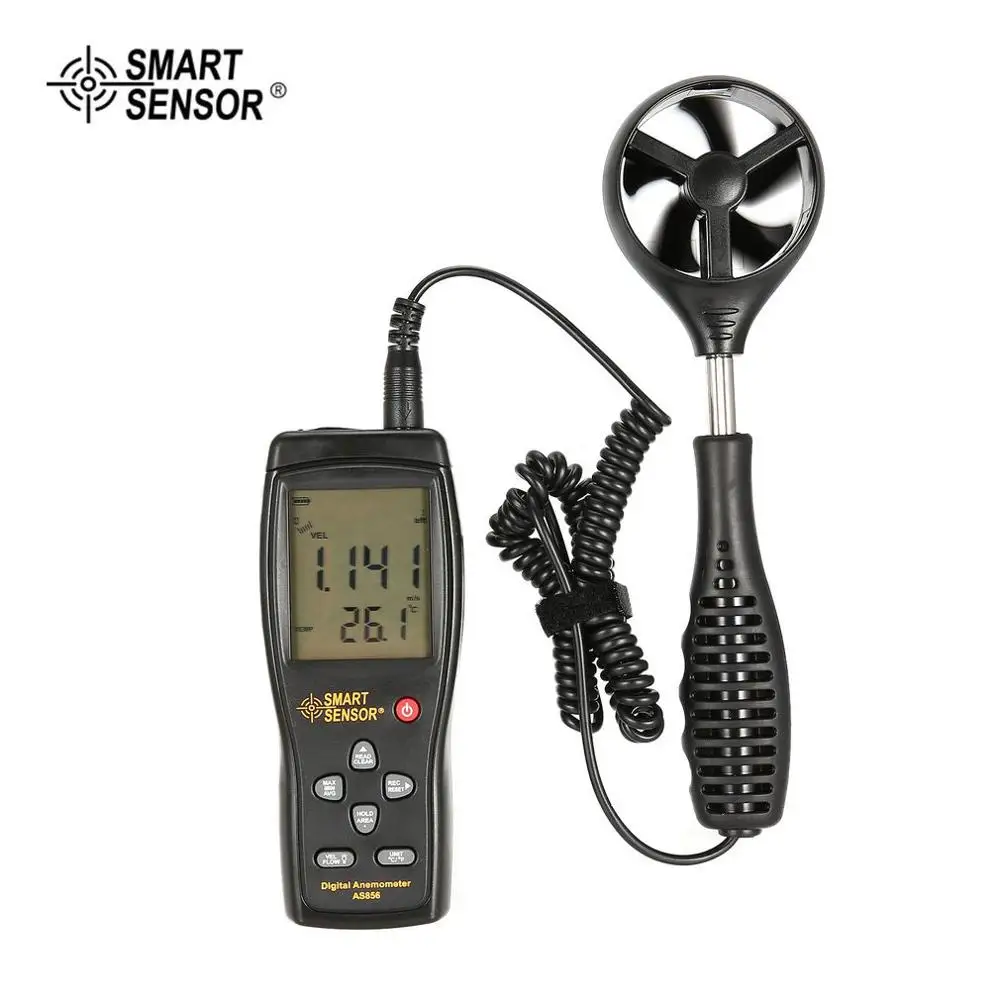 

SMART SENSOR AS856 Digital Thermometer Anemometer Wind Air Speed Gauge Meter Windmeter Temperature Tester Poratable Measuring