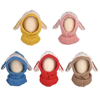

Children Cute Knitted Hat Cloak Scarf Trendy Earflap Bunny Ears Sleeve Cap Warm Winter Hat Lovely Presents For Children