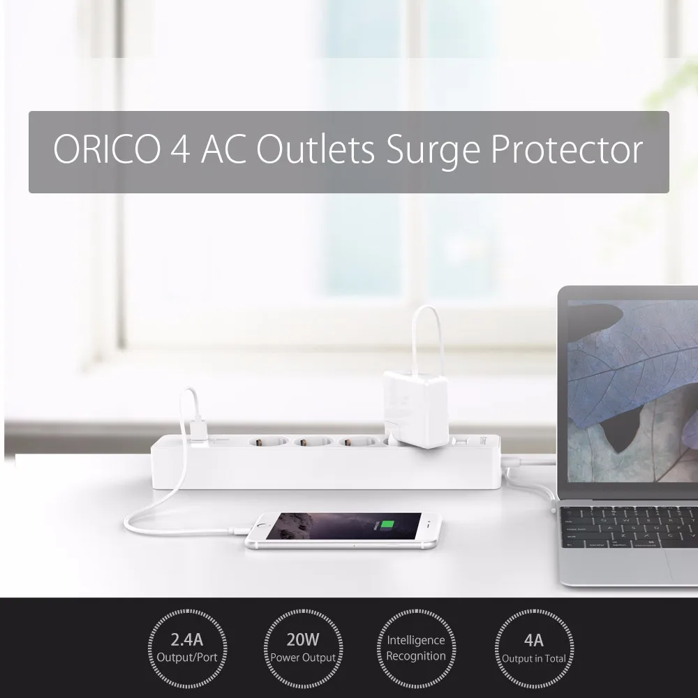 ORICO USB разъем питания для домашнего офиса ЕС Сетевой фильтр с 4 USB 20 Вт Зарядное устройство мульти-розетка зарядное устройство розетка с usb устройство