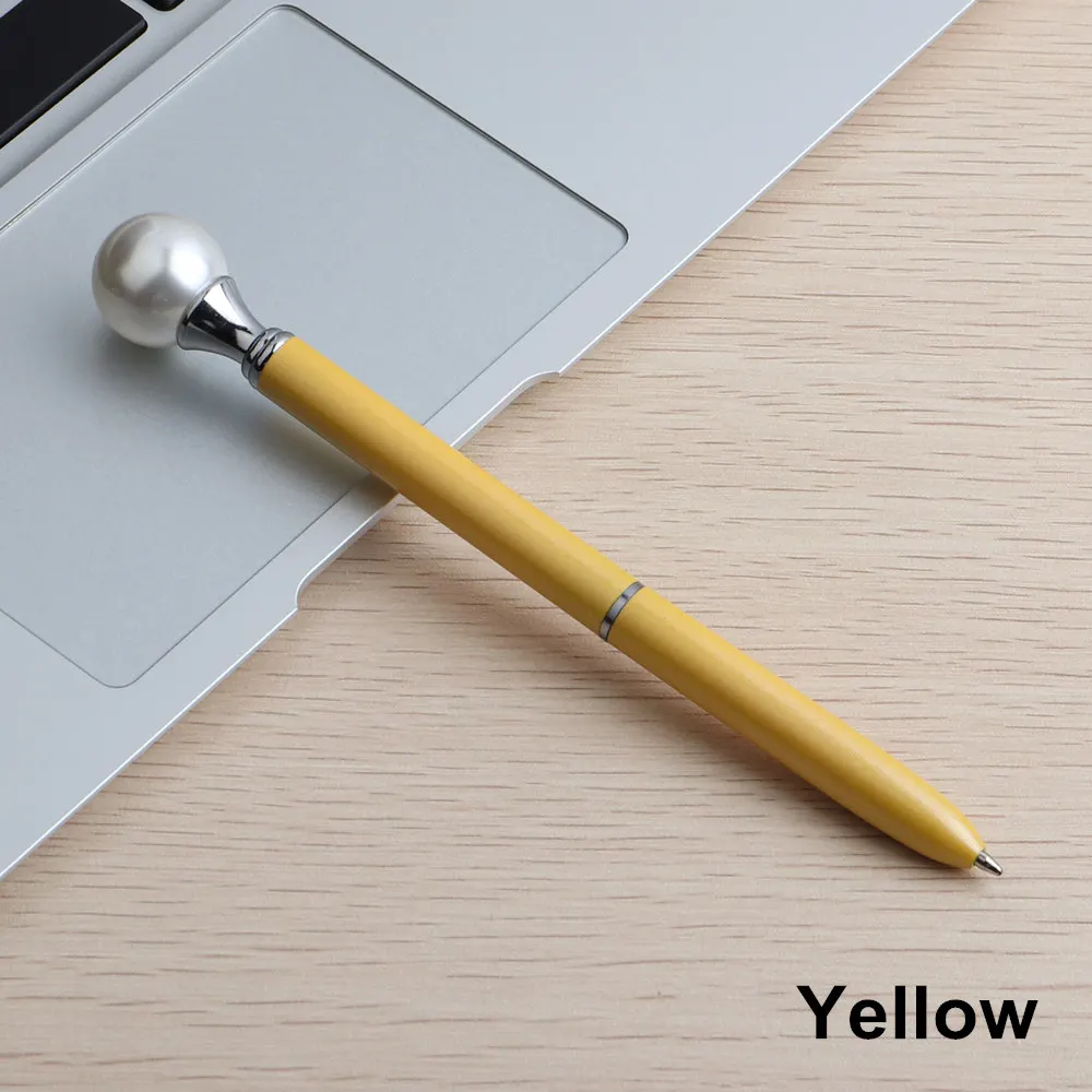 1 шт. цветная перламутровая металлическая шариковая ручка 15 цветов Kawaii queen's crutch Шариковая ручка для школьных принадлежностей boligrafos синяя и черная заправка - Цвет: 1PCS Yellow