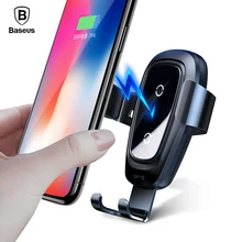 Baseus Qi Беспроводное зарядное устройство, автомобильный держатель для iPhone XS X samsung S9 Note9, держатель для мобильного телефона, подставка, крепление на вентиляционное отверстие, автомобильный держатель для телефона