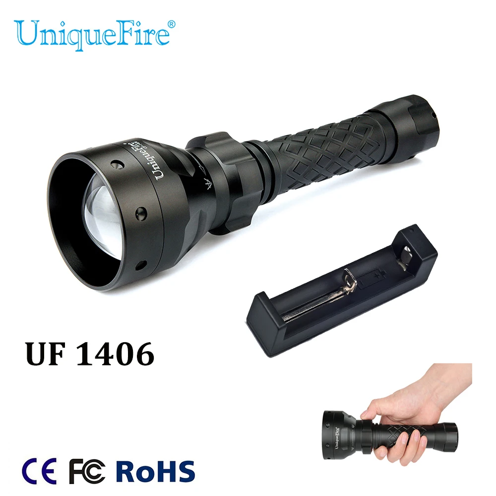 

UniqueFire UF-406 LED Flashlight 850nm IR Zoomable Waterproof Flashlight 3 Modes+Charger For Camping Hunting Free Ship