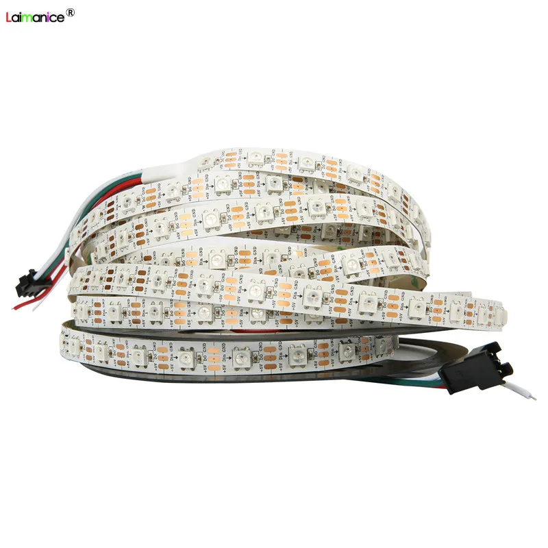 DHL 50 м/лот 60led/m WS2812B WS2812 светодиодные полосы белого PCB, -Водонепроницаемый DC5V RGB Digital Dream Цвет ic SMD 5050 адресацией пикселей