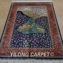 Yilong 3'x4. 5' античный Восточный Синий олень ковер ручной вязки тонкие персидские ковры(1088