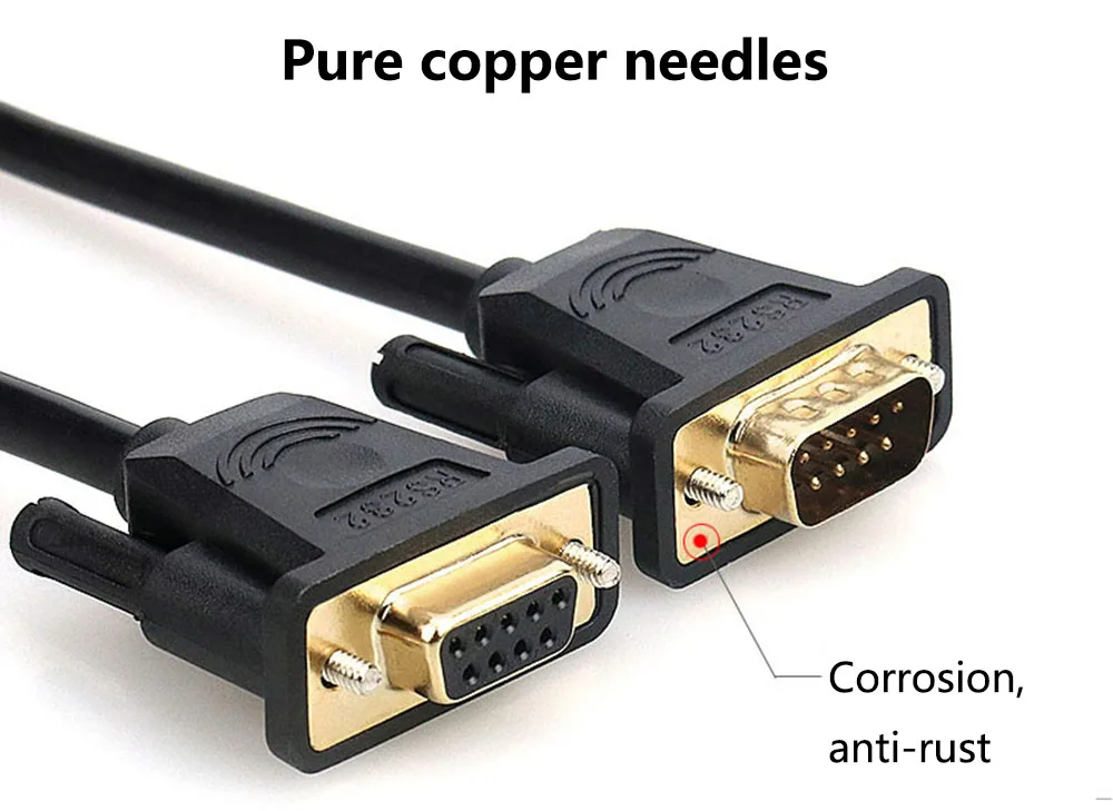 DB9 Женский позолоченный удлинитель чистой Медь линии RS232 9 контактный последовательный разъем провода COM Core с двойным экраном