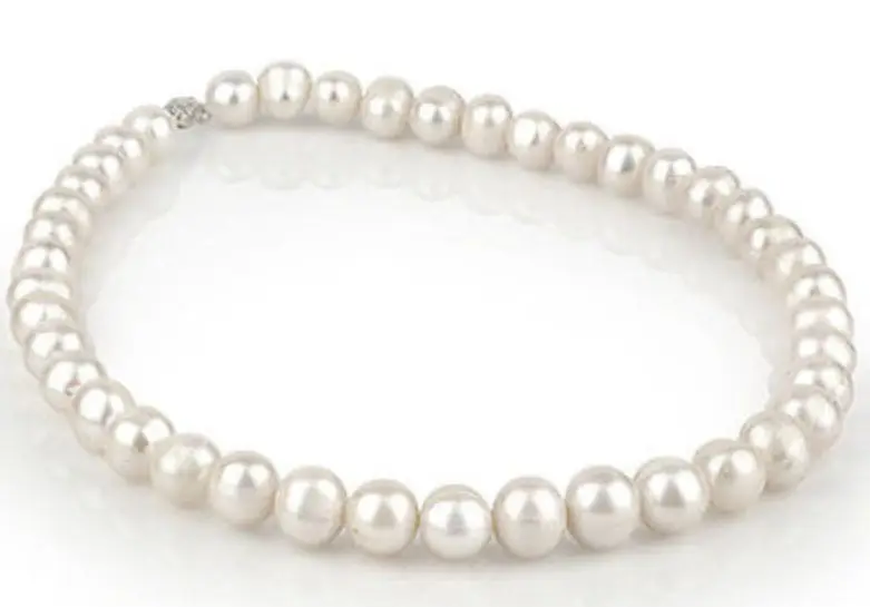 

huge 11-12mm natural white south seas pearl necklace 18inch silver clasp