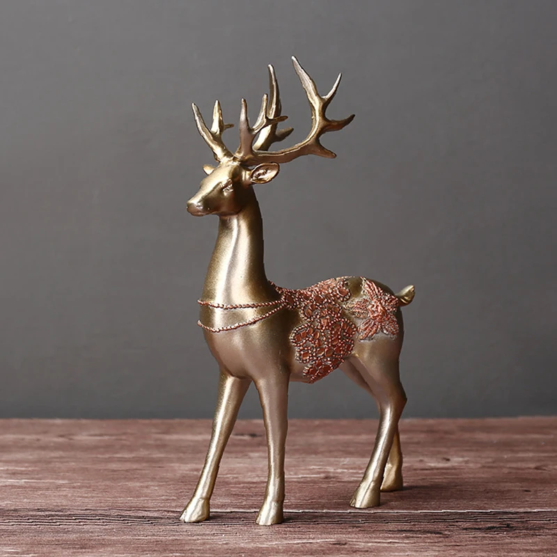 Artificial Reindeers Wedding Decoration Figurines Miniatures Metal Ornament Vintage Home Decor Accessories Valentines Day Gifts7