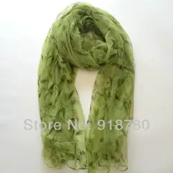 Оптовая продажа шелк scarves100 % чистый шелк шарфы шелковый платок оптовая продажа 110 см * 185 см размер шелковые зеленые листья