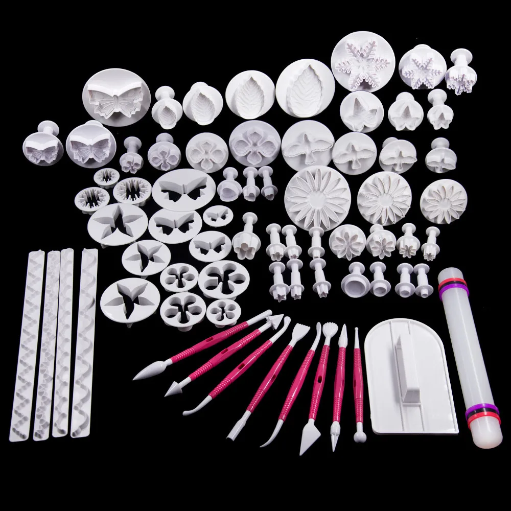 70 pieces plastic fondant plunger cutters,christmas fondant cake