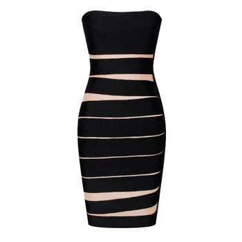 

Striped Women Bandage Dress Mini Dresses Evening Party Celebrity Sexy Club Vestidos Above Knee Clothes Sleeveless Strapless