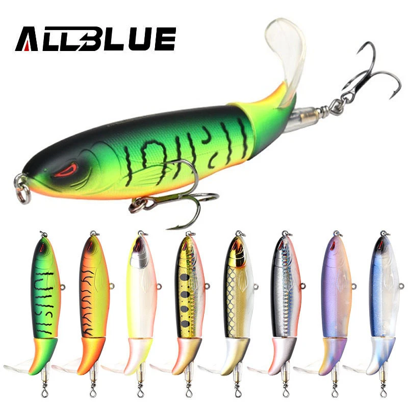 Fishing Lure Topwater Floating Whopper Plopper Rotating Tail Up Water Crank Bait