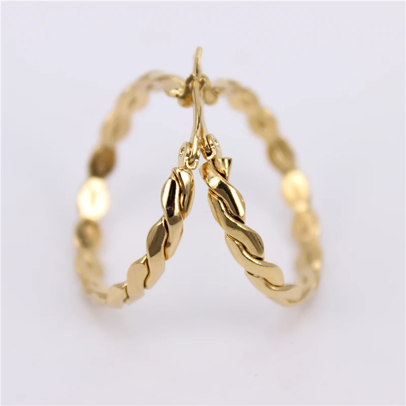 MGUB new design stainless steel fashion jewelry gold color round Hoop earrings for women LH594