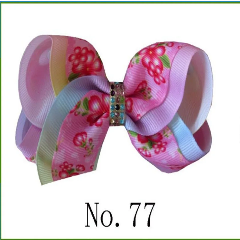 100 BLESSING Girl 4/" Two Tone ABC Bow Clip Rainbow Flower Spring Hairbow Baby