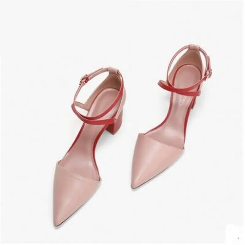 

spring and summer new women's shoes simple thick with baotou high heels pointed high-end black professional work Single shoes.