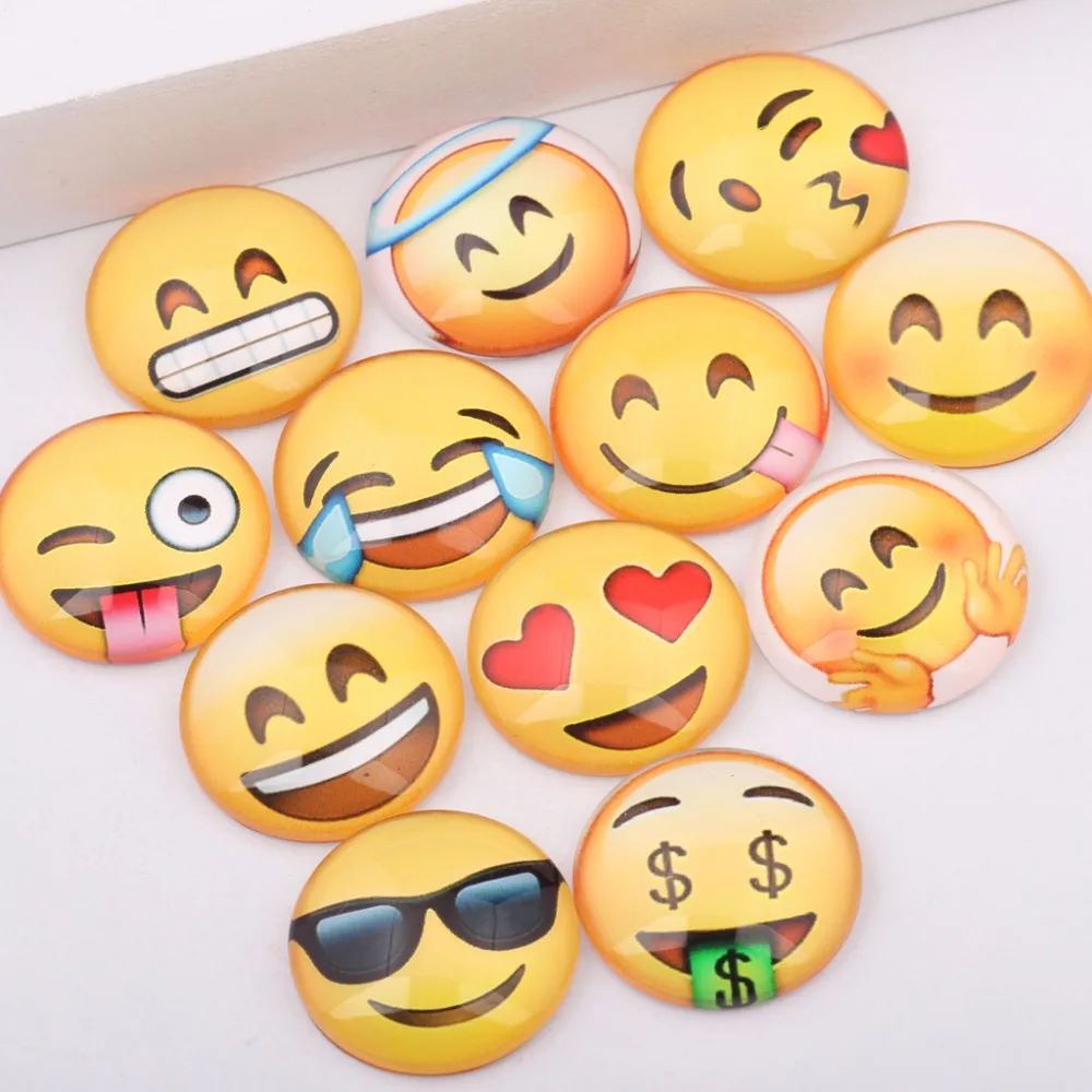 reidgaller handmade mixed smiley face round dome glass emoji cabochons