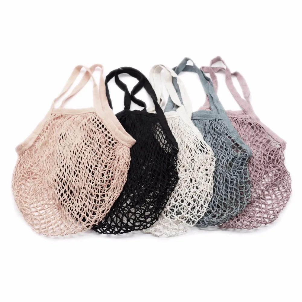 Reusable Fruit String Grocery Shopper Cotton Tote Mesh Woven Net Shoulder Bag Bs 