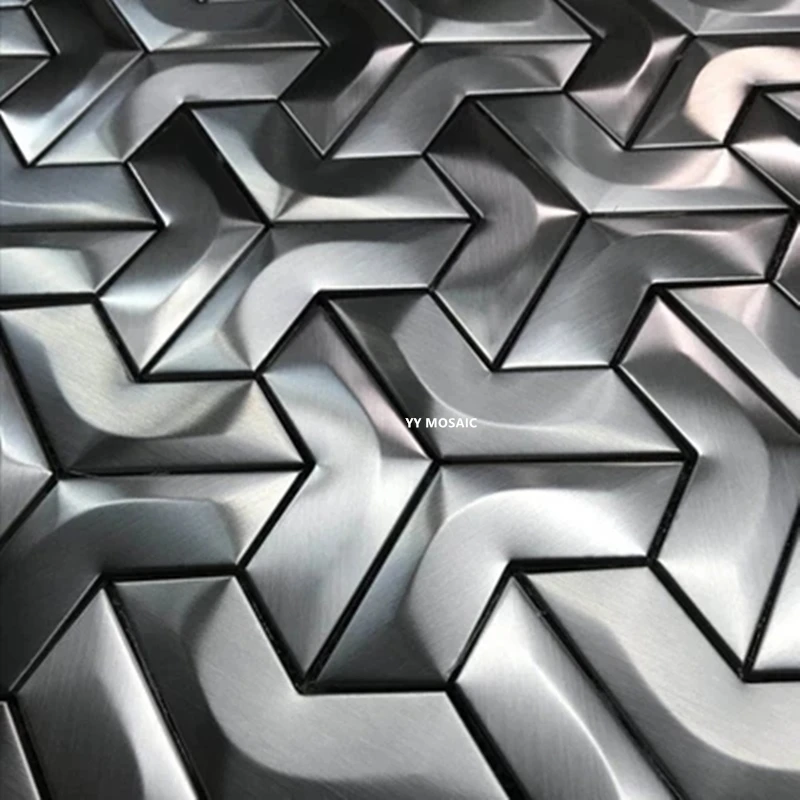 Новый дизайн специальная форма 3D мозаичная плитка из матового металла золотая