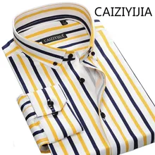 Caiziyijia мужская хлопковая рубашка одежда Camisa Masculina полосатая рубашка с длинными рукавами Мужская Осенняя Стильная мужская одежда