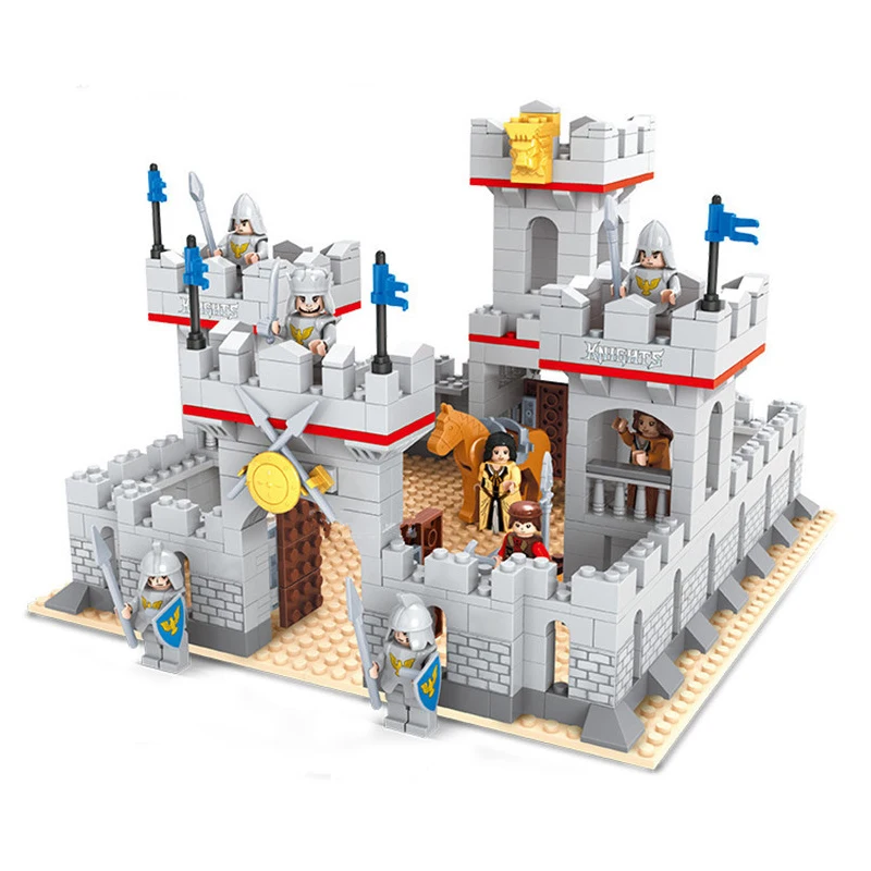 

knight Castle Gate Model Building Blocks Kits Figure Horse 3D Brick playmobil Educational Toys For Childrens Boys Girls Gift