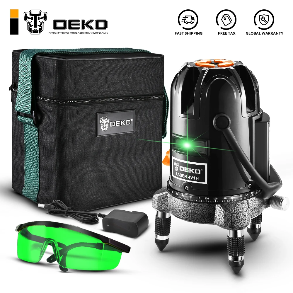 

DEKO Green 5 Lines 6 Points Laser Level High Precision Strong Light Nivel a Laser 360 Graus 3D Outdoor level