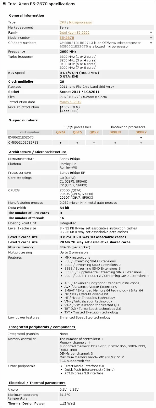 Intel ЦП Xeon E5-2670 C2 SROKX Процессор 2,6 ГГц LGA 2011 20 МБ L3 Кэш 8 CORE 115 Вт Процессор поштучно e5 2670