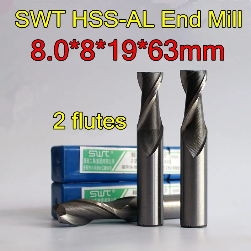 8 0*8*19*63 мм 10 шт./компл. petiole 2 канавки SWT HSS-AL фрезерный станок инструмент Бесплатная