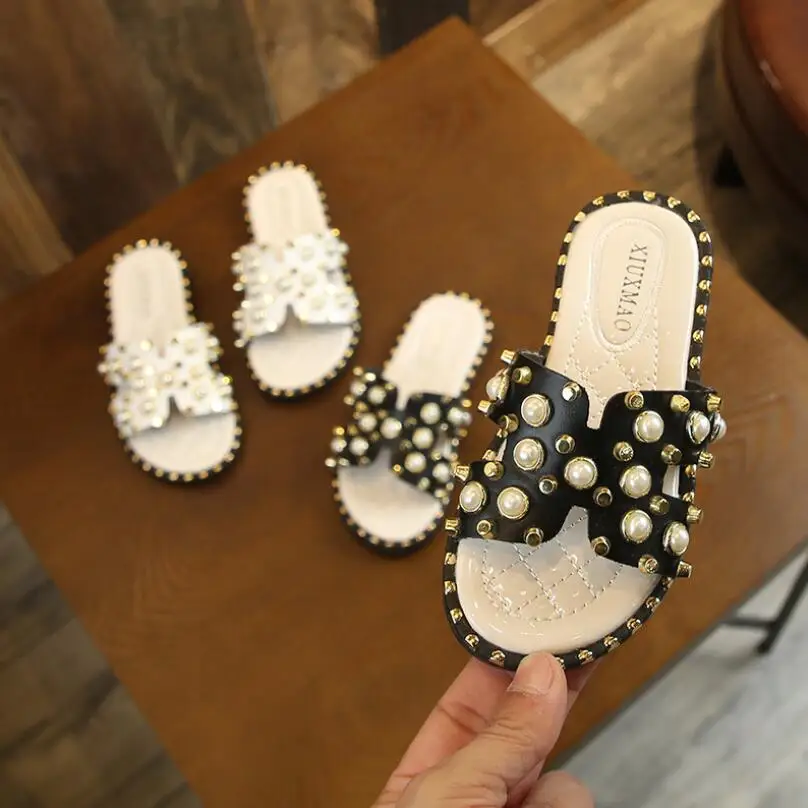 

Kids Girls Pearl Sandals Summer Children Shoes Soft Leather Princess Tollder Baby Girls Shoes size 26-36