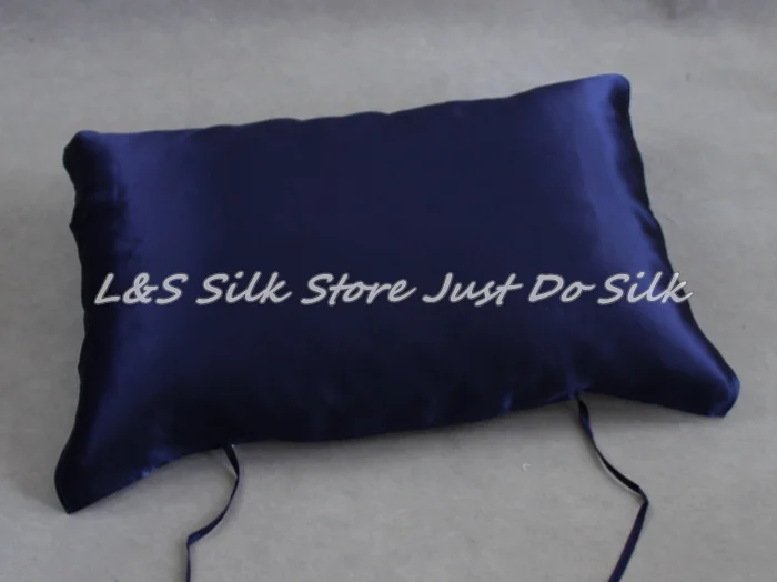 Бесплатная доставка/шелк наволочка/темно-синий/твердое/100% шелка шелковицы/пятно/подушка тау/16.5 мм/ls1508-2