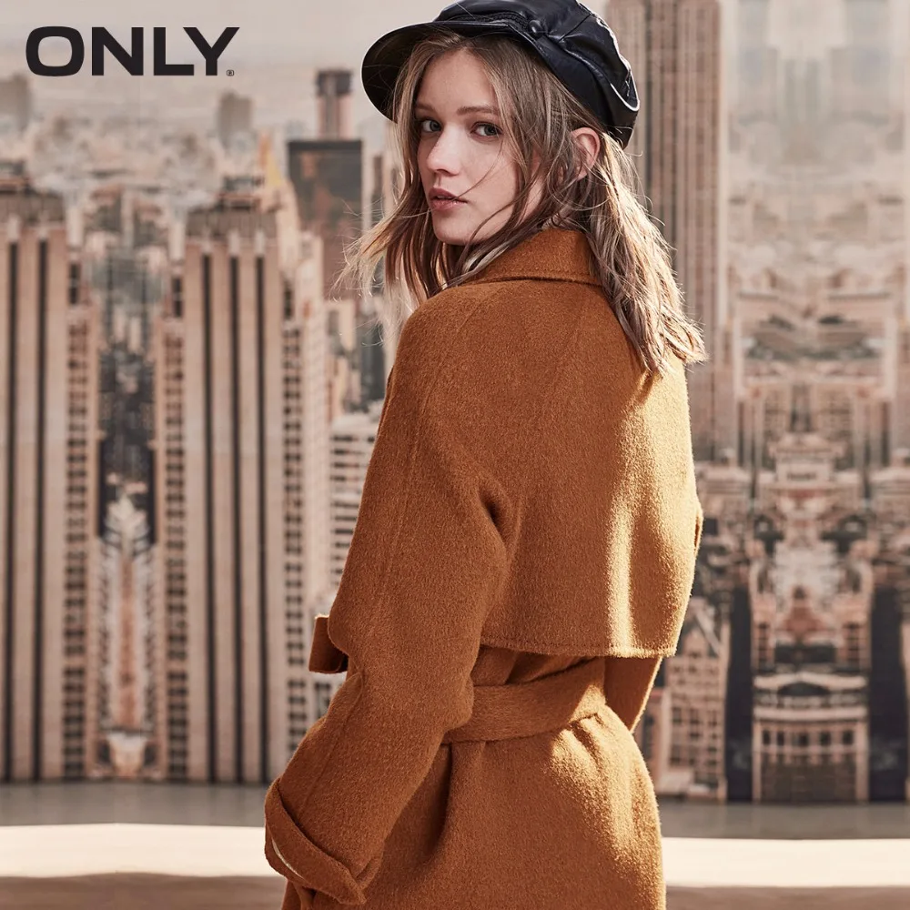Только женское зимнее новое шерстяное длинное пальто с шерстяным пальто с боковыми карманами с поясом куртка женская зимняя | 11834S529