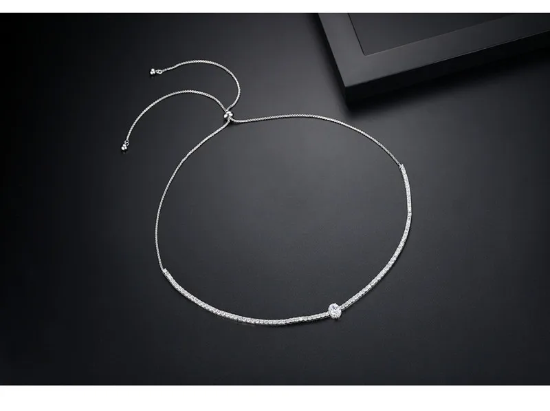 LUKENI дизайн Элегантный белый цвет AAA кубический циркон регулируемый Push And Pull ожерелья для женщин модные украшения