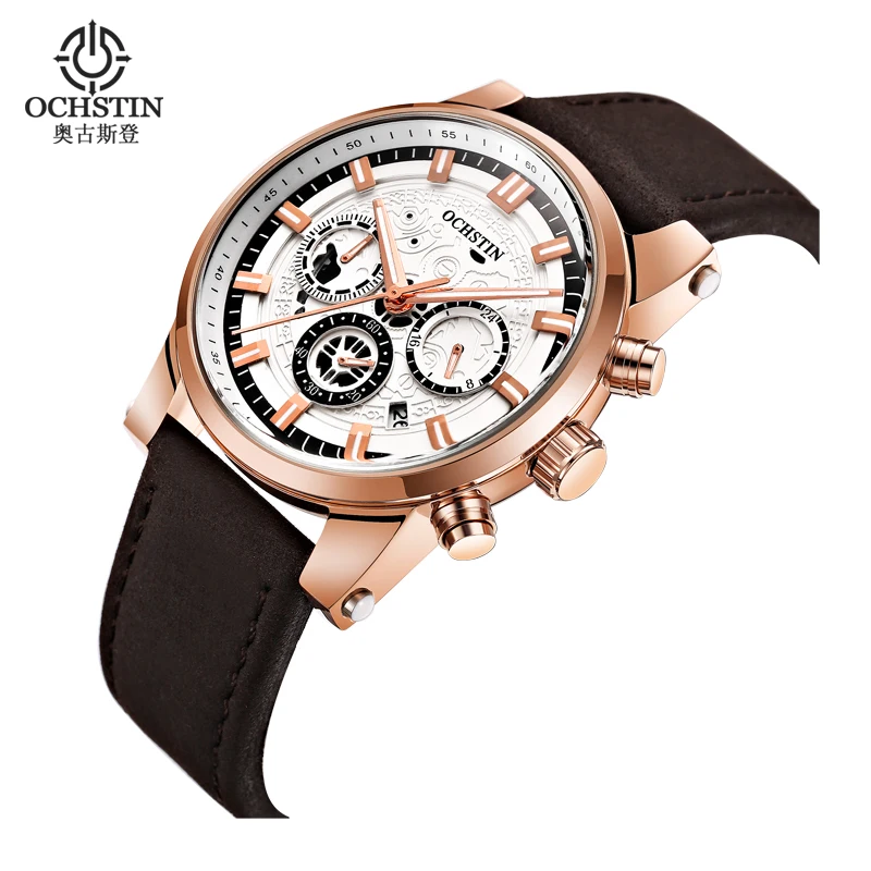 

Watch Men Luxury Brand OCHSTIN Sport Quartz Watch Men Waterproof Leather Business Clock Male Wristwatch Relogio Masculino