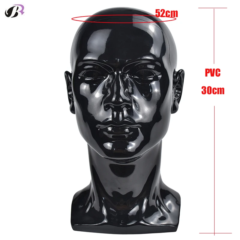 

Boli PVC Mannequin Head Black Male Manikin Dummy Stand Model Display Hat Scarf Wigs Hair Glasses Hat Beauty Styling Tool