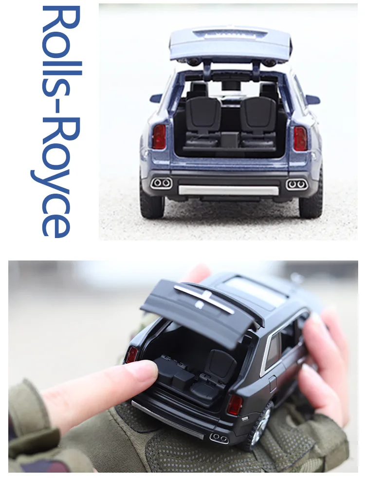 1:32 модель автомобиля ролл Ройсе Cullinan сплава Модель автомобиля Моделирование звук и свет оттяните назад внедорожник для детских дверей можно открыть игрушечный автомобиль