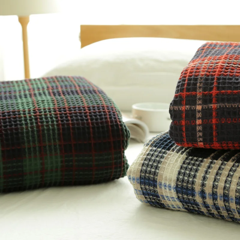 Летнее декоративное домашнее текстильное одеяло с вафельным узором, хлопок, детское одеяло с кисточками, для дивана, офиса, постельных принадлежностей, махровое одеяло
