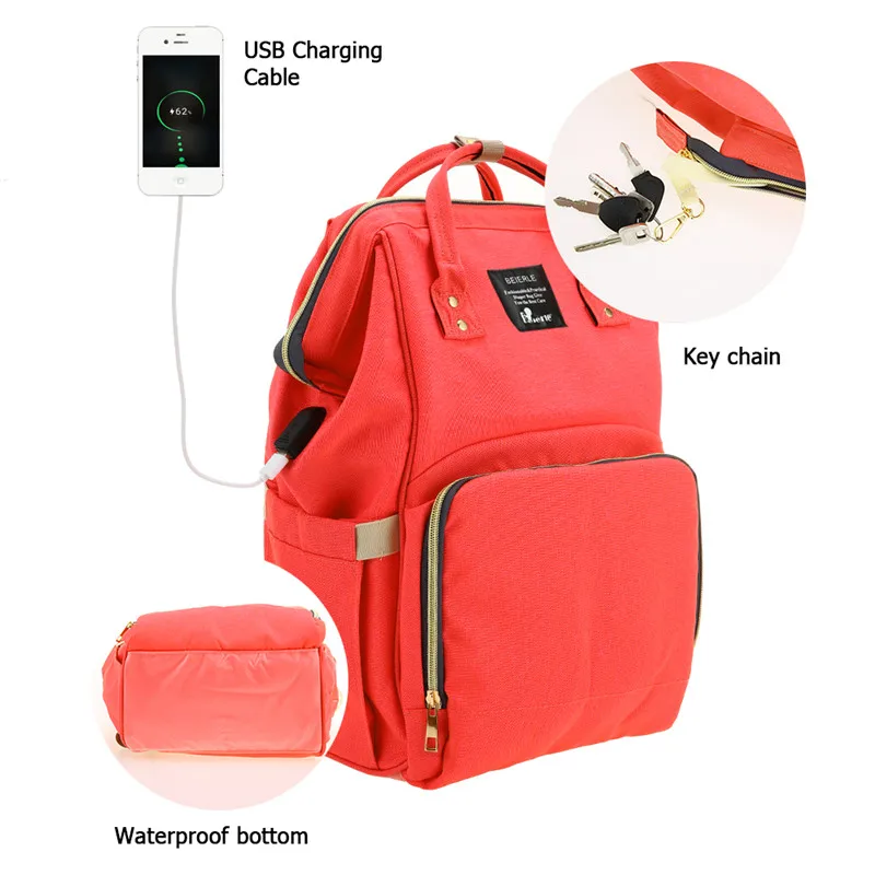Пеленки сумка с USB Водонепроницаемый Мумия подгузник для беременных подгузник рюкзак Travel Детские мать подарки новорожденным Организатор