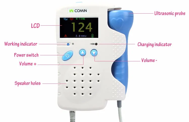 2.0 мГц профессиональных фетальный допплер Видеоняни и радионяни 1.8 дюймов ЖК-дисплей Экран ребенка детектор пульса без Зарядное устройство дома Применение