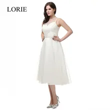 Cheap White Tea Length Beach Wedding Dress Real Photo 2016 Vestido De Noiva O-Neck Buttons Back New Bridal Dresses Custom Made