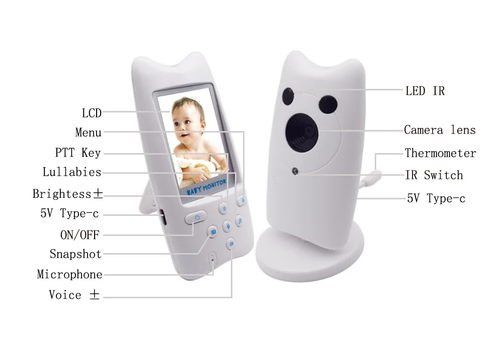 Монитор радионяни 2,4 дюймов младенческий ребенок спальный монитор Беспроводной стебель Wi-Fi Домофон с высоким разрешением Wifi для камеры